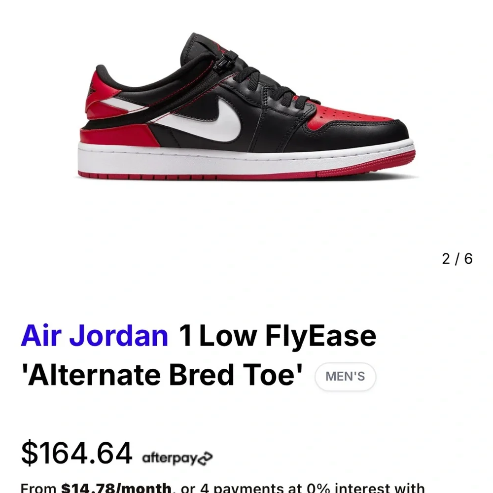 Air Jordan Sneakers 1 LOW GYM FlyEase Alternate Bred‎ Toe size: 7Y or 8.5W NIKE